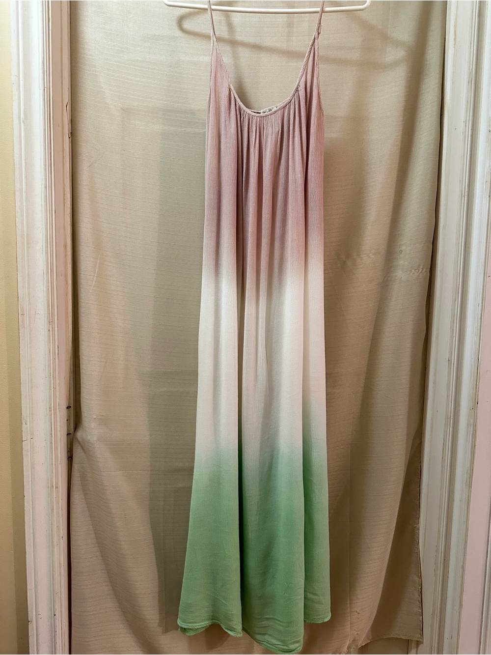 Cute Options Ombre Maxi Dress Pink Mint Green Boho Flowy Rayon Size Medium